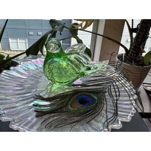 Stunning Vintage Green Art Glass Bird | Murano Style | Controlled Bubble | Look!
